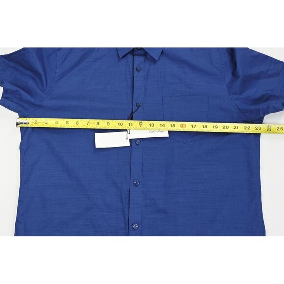 Calvin Klein Size Large Navy Short Sleeve Logo Tag Mens Cotton Pocket Shirt NWT - Picture 3 of 12